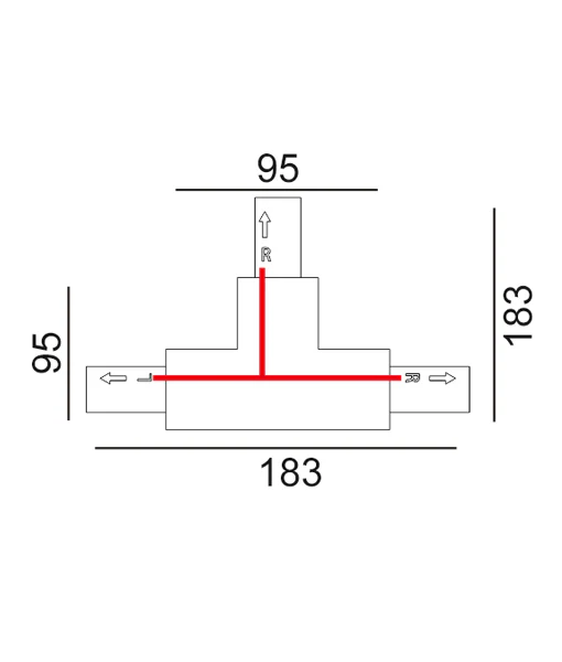 Track Connector T-piece Black Right TRK1BLCON4R1