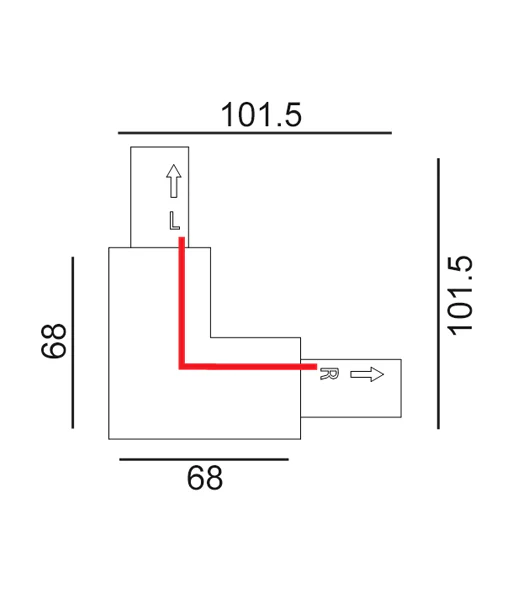 Track Connector L-Piece Right Black TRK3BLCON3R