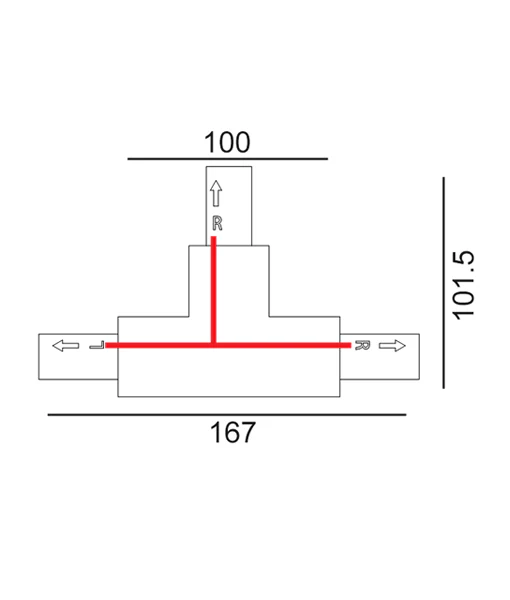 Track Connector T-Piece Left Black TRK3BLCON4L2