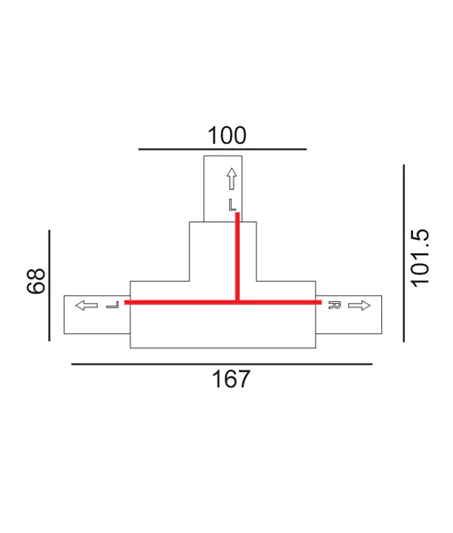 Track Connector T-Piece Right Black TRK3BLCON4R2