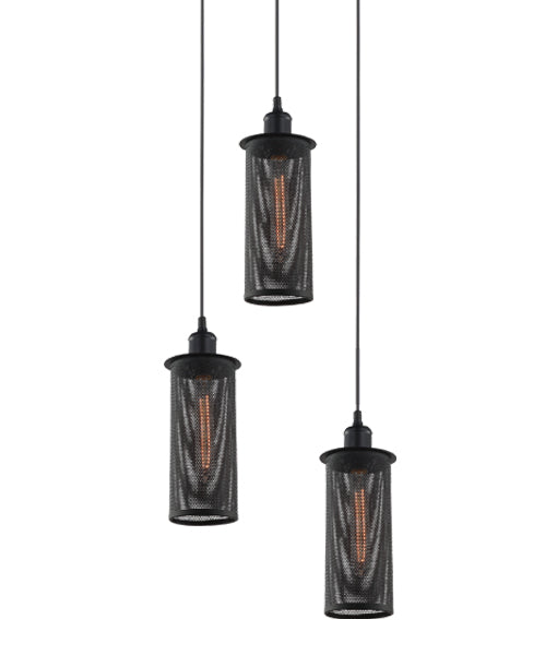 CLA LIGHTING VENETO SERIES PENDENT  3*ES 60W BLK IRON VENETO1X3BK