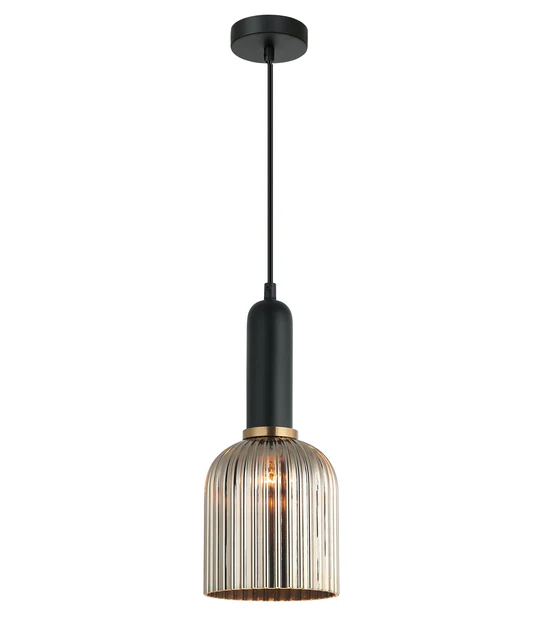 VINTAJ Chrome Ellipse Shape Ribbed Glass Pendant Lights VINTAJ11