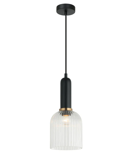 VINTAJ Clear Ellipse Shape Ribbed Glass Pendant Lights VINTAJ12