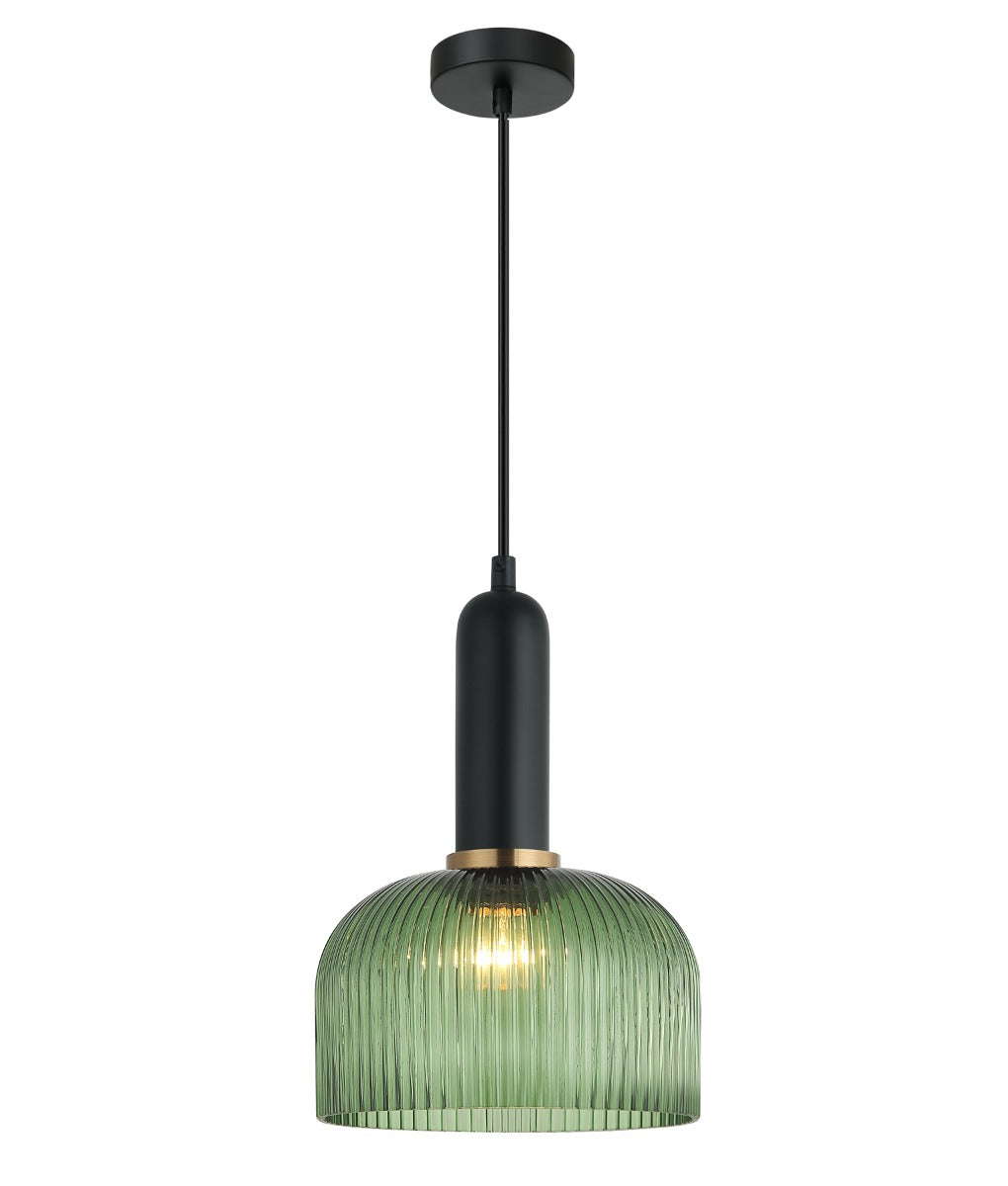 VINTAJ Interior Dome Ribbed Glass Pendant Lights 6 Colours to Choose from CLA Lighting-Green