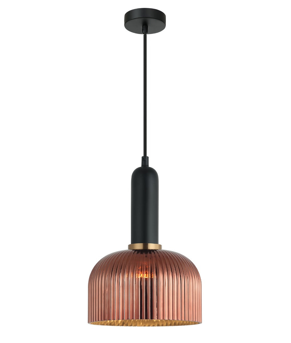VINTAJ Interior Dome Ribbed Glass Pendant Lights 6 Colours to Choose from CLA Lighting-Copper