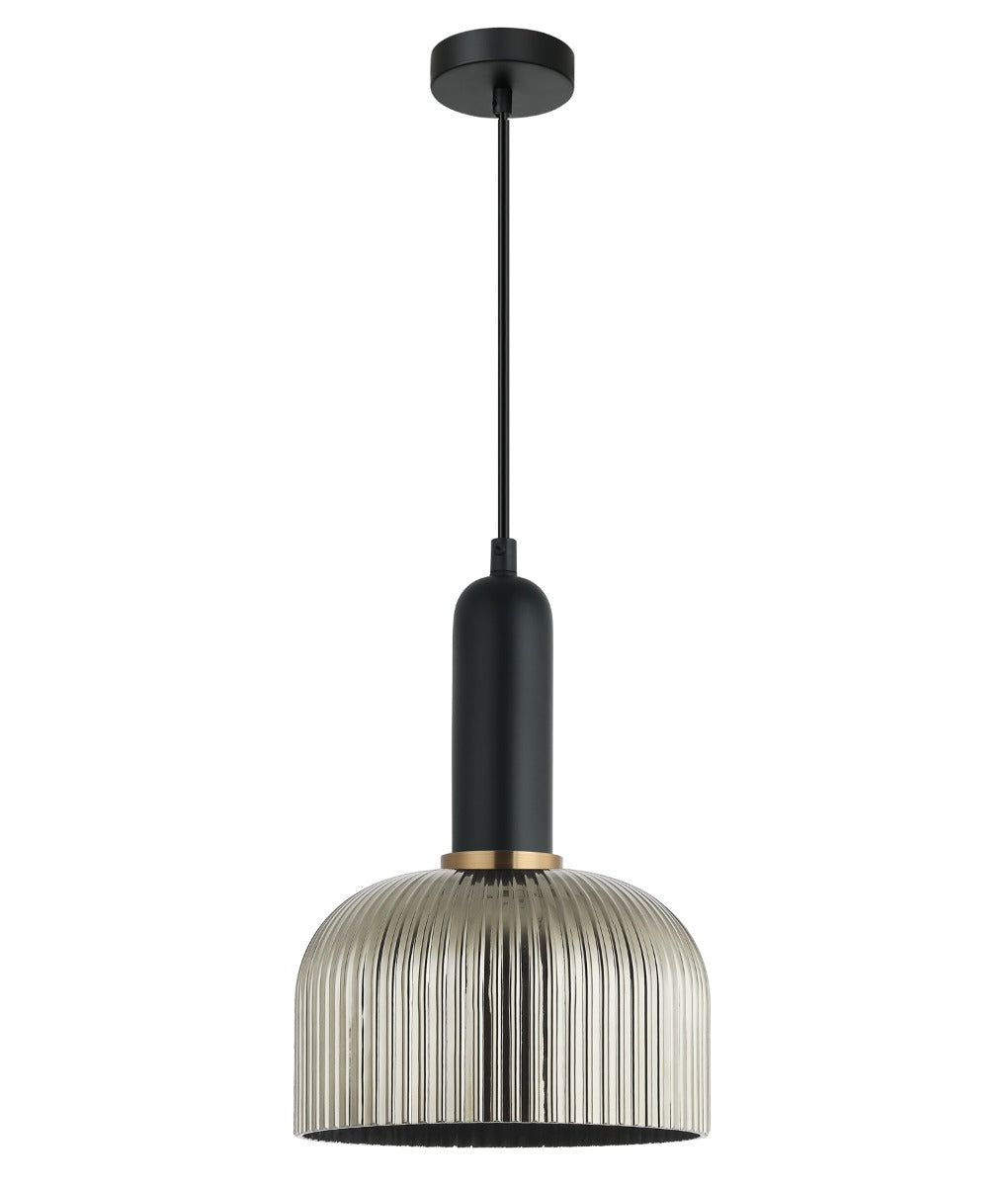 VINTAJ Interior Dome Ribbed Glass Pendant Lights 6 Colours to Choose from CLA Lighting-Chrome
