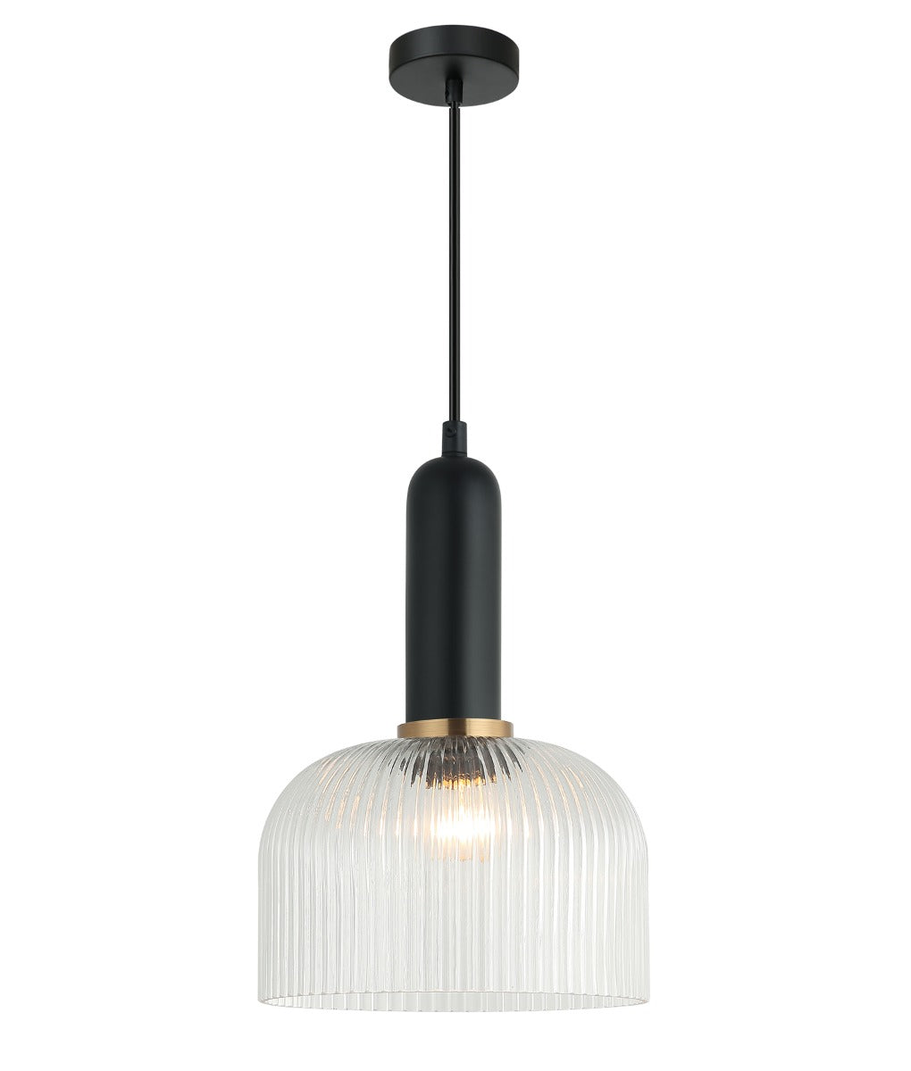 VINTAJ Interior Dome Ribbed Glass Pendant Lights 6 Colours to Choose from CLA Lighting-Clear