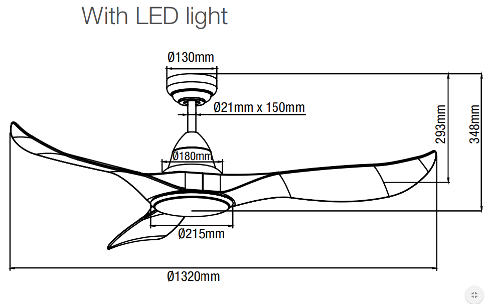Wave DC Ceiling Fan with LED Light & Remote - Satin Titanium 52" - MWF1333TSR