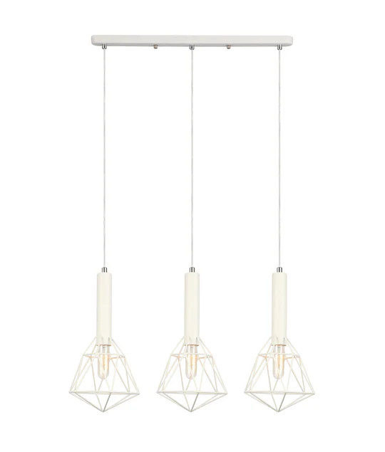 IRON CAGE WHITE 3 X CURVED ES PENDANT WHITEBAND1X3 Cla lighting
