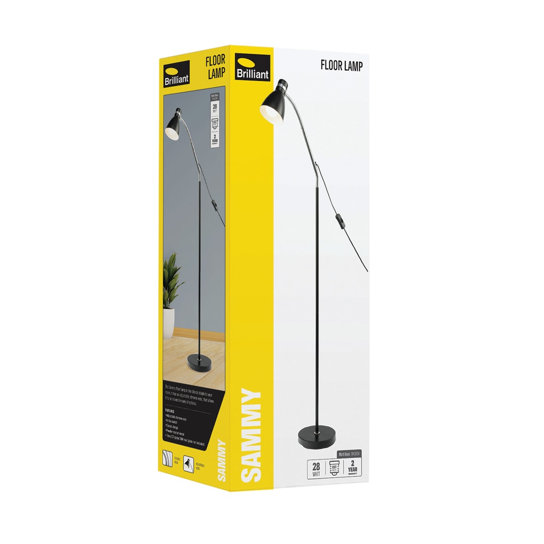 SAMMY E27 40W  FLOOR LAMP - BLACK - 21421/06